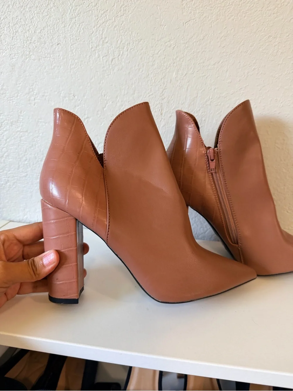 Women's Pointed Toe Ankle Booties in Brown
